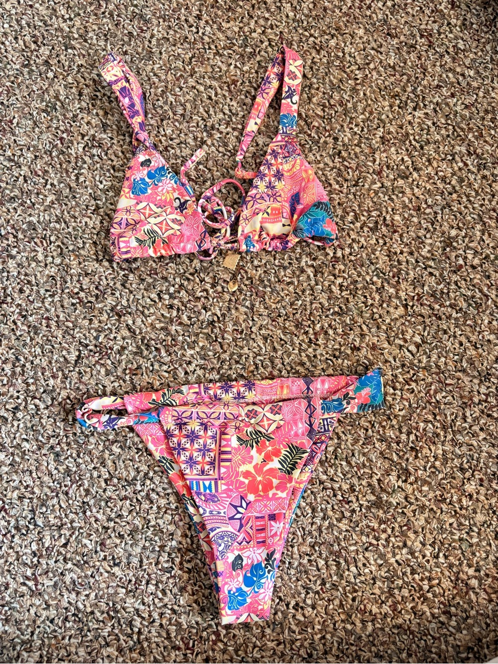 Tropical Pink Patterned Bikini Set